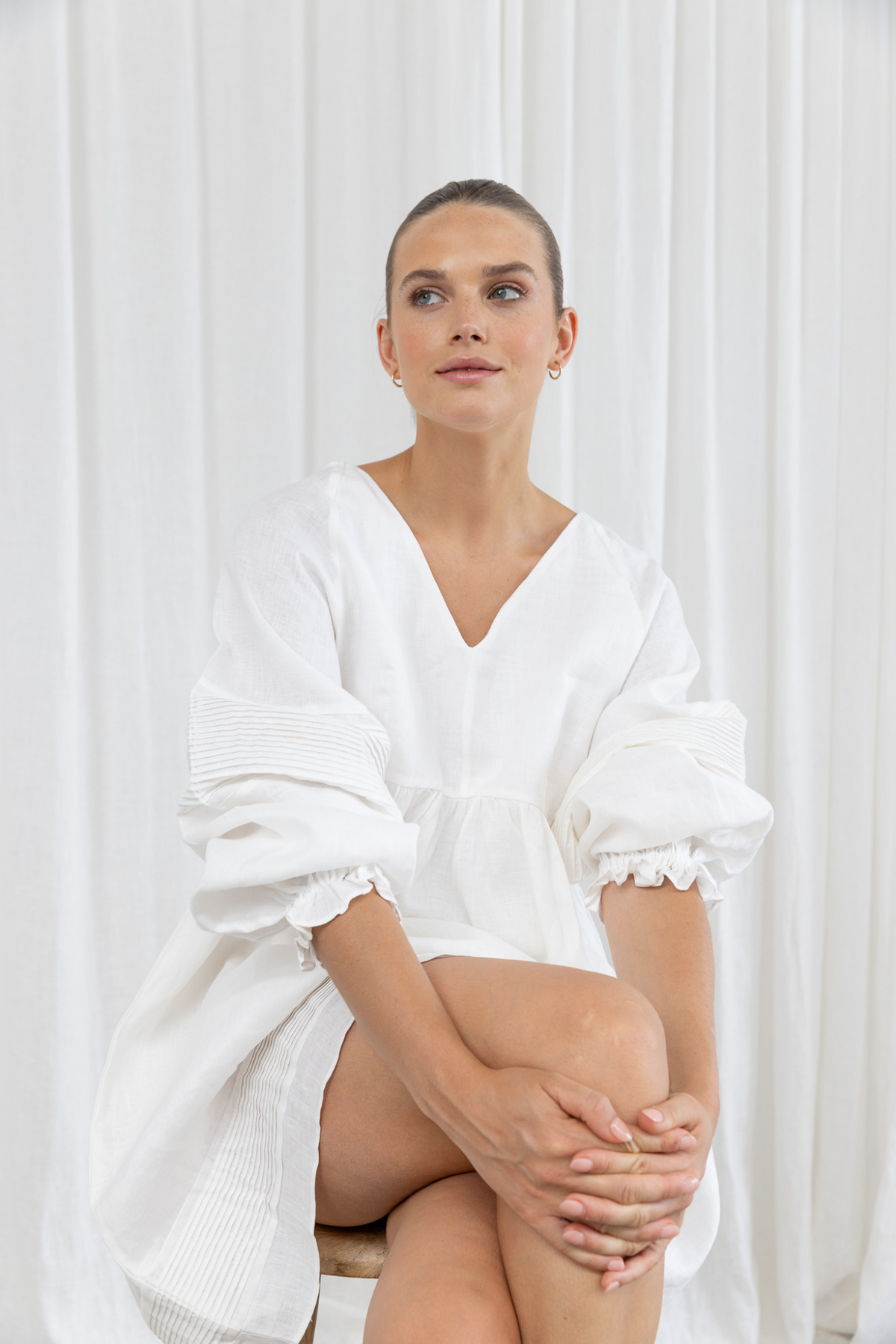 STEVIE LINEN DRESS - WHITE