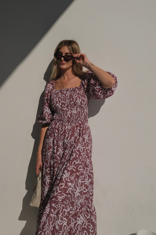 AURORA MIDI DRESS - SANGRIA