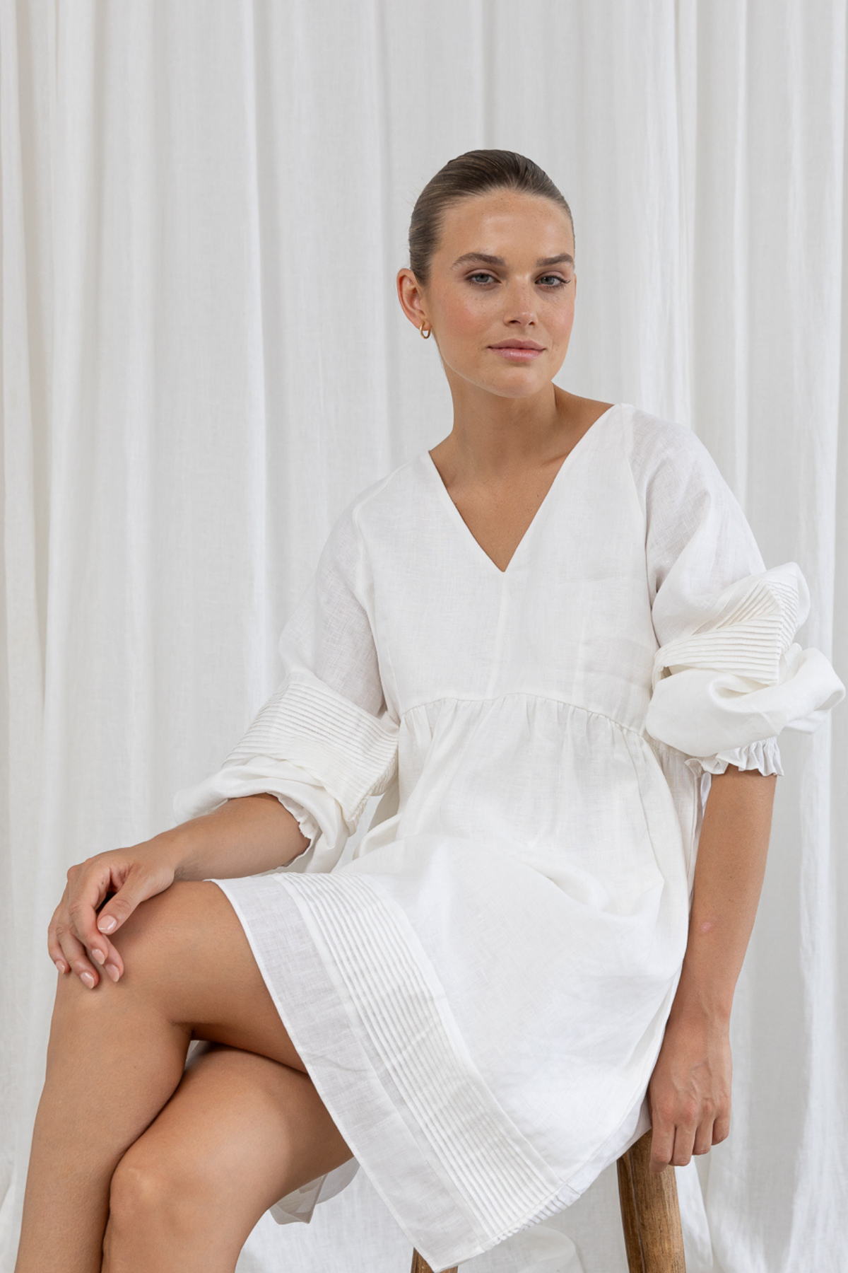 STEVIE LINEN DRESS - WHITE