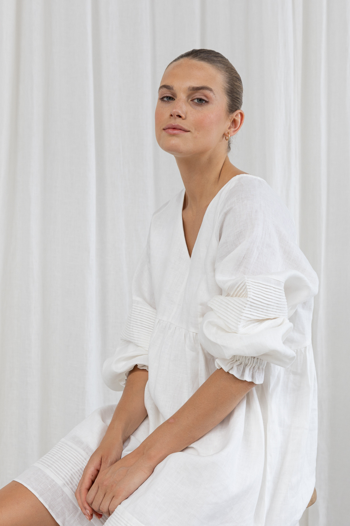 STEVIE LINEN DRESS - WHITE