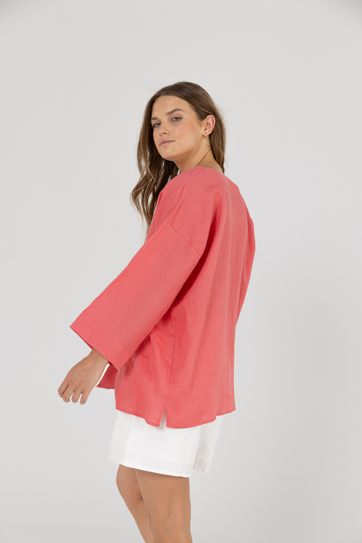 SAMMY LINEN SHIRT - POMEGRANATE