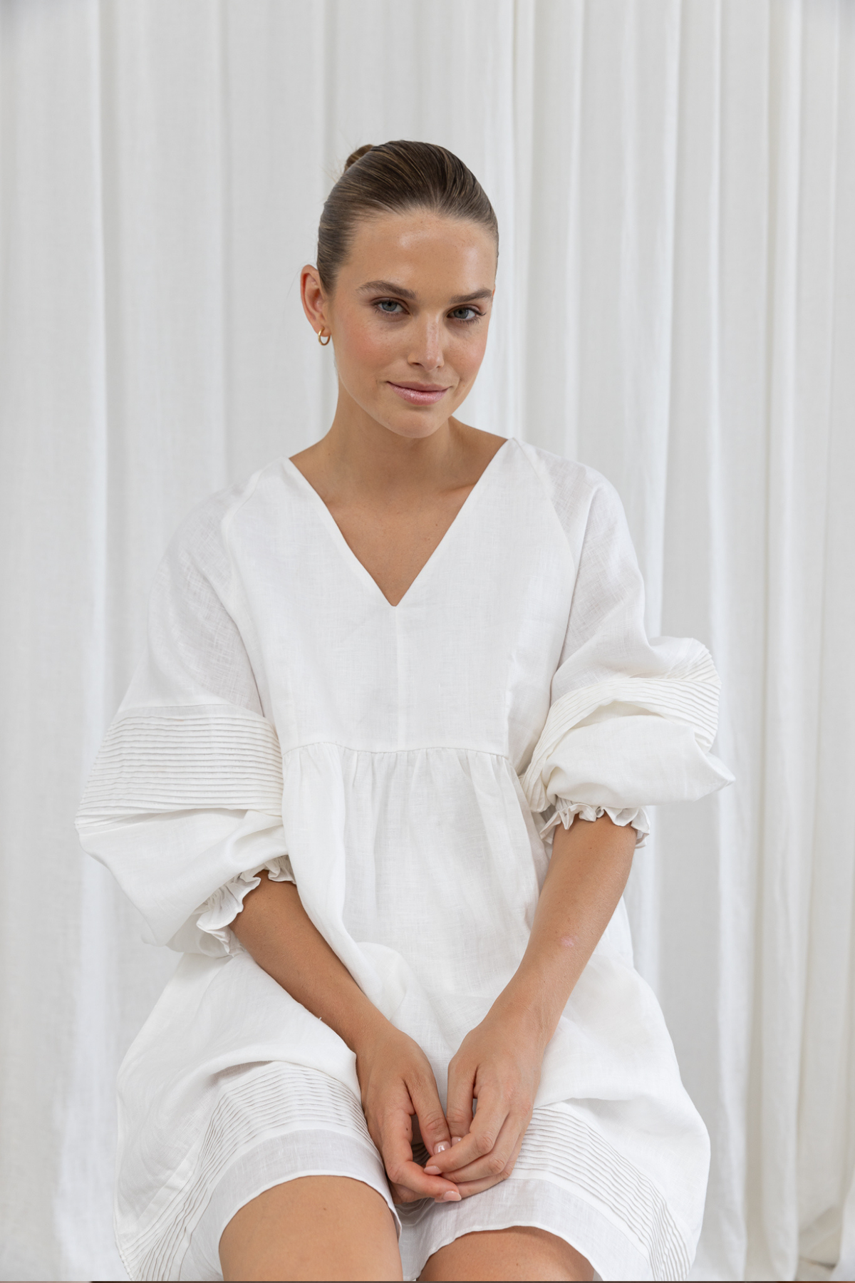 STEVIE LINEN DRESS - WHITE