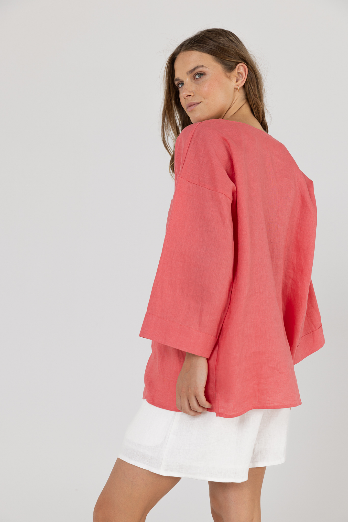 SAMMY LINEN SHIRT - POMEGRANATE