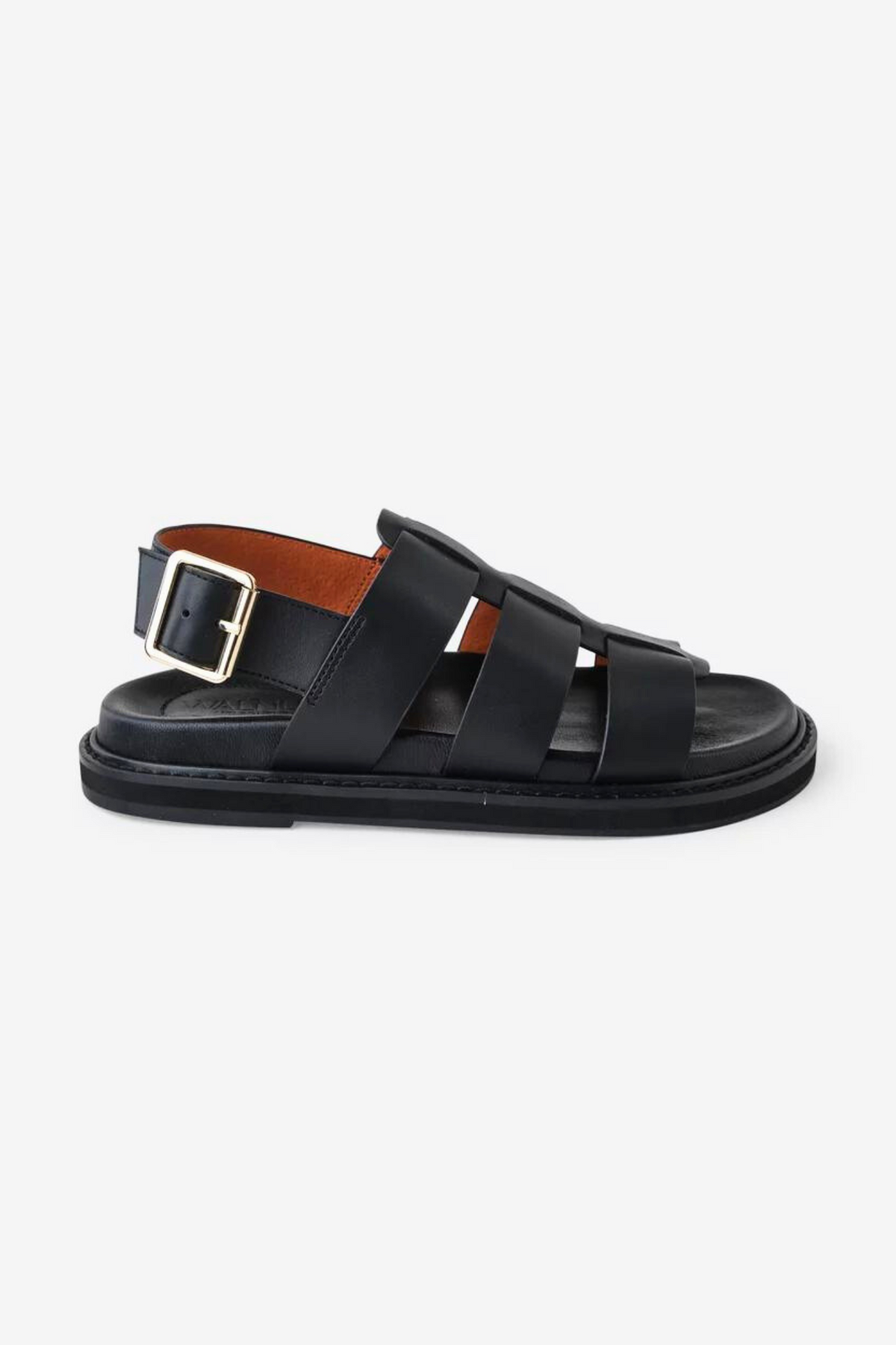 DAKOTA LEATHER SLIDE - BLACK