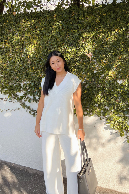 LENA KNIT PANTS - WHITE