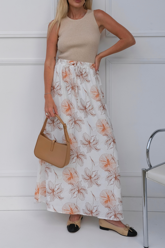 TORA LINEN SKIRT - Tropic Sunset