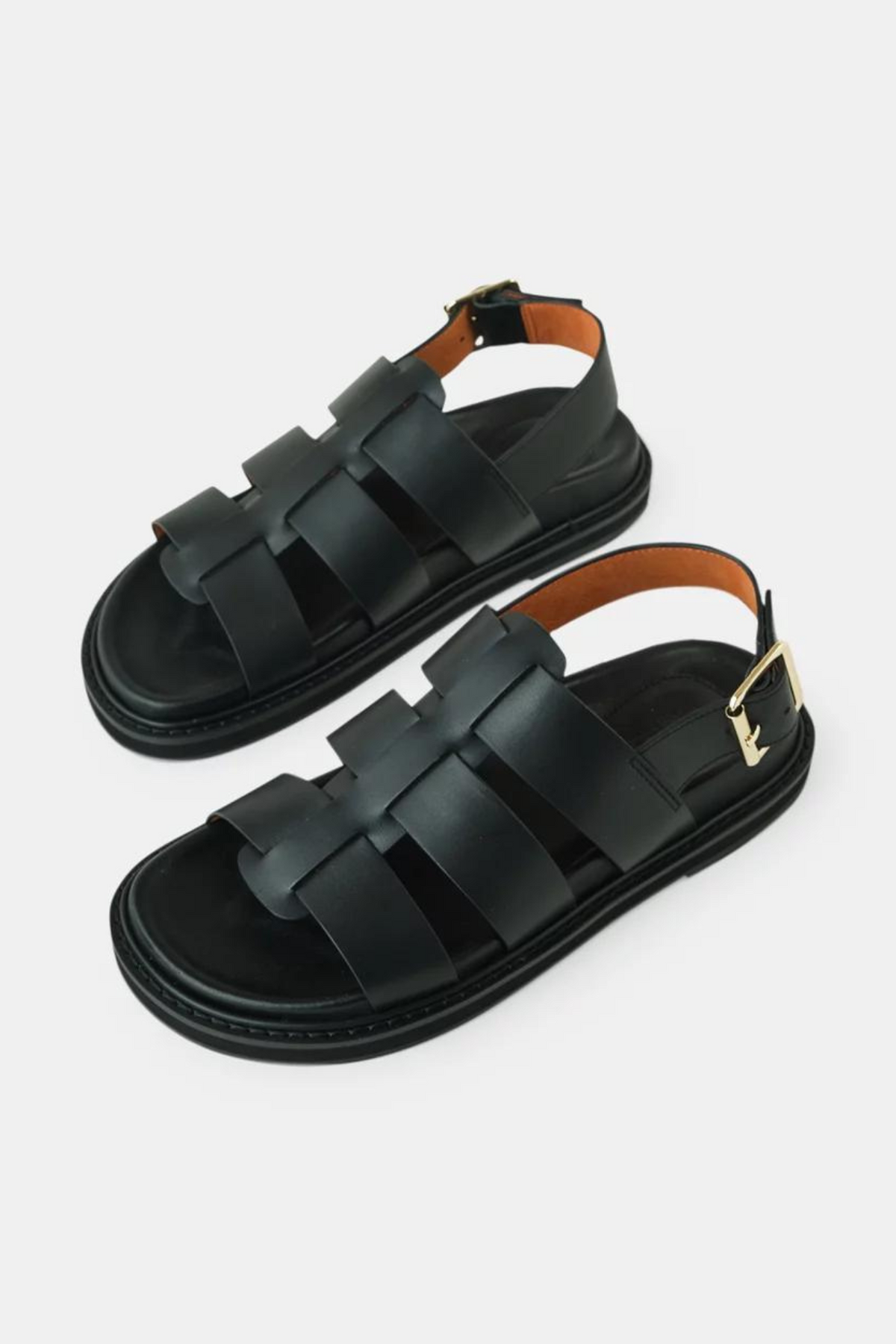 DAKOTA LEATHER SLIDE - BLACK