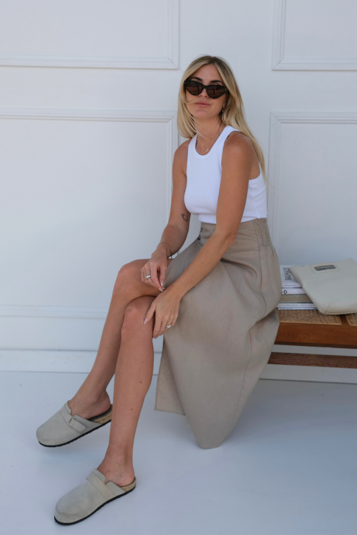 ROSALIA LINEN SKIRT - Beige