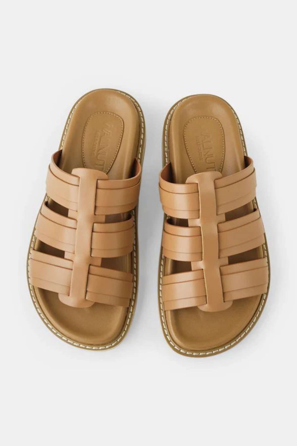 OLENA LEATHER SLIDE - MOCHA