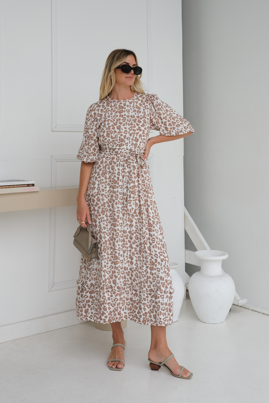 TILLY MAXI DRESS - SNOW LEOPARD