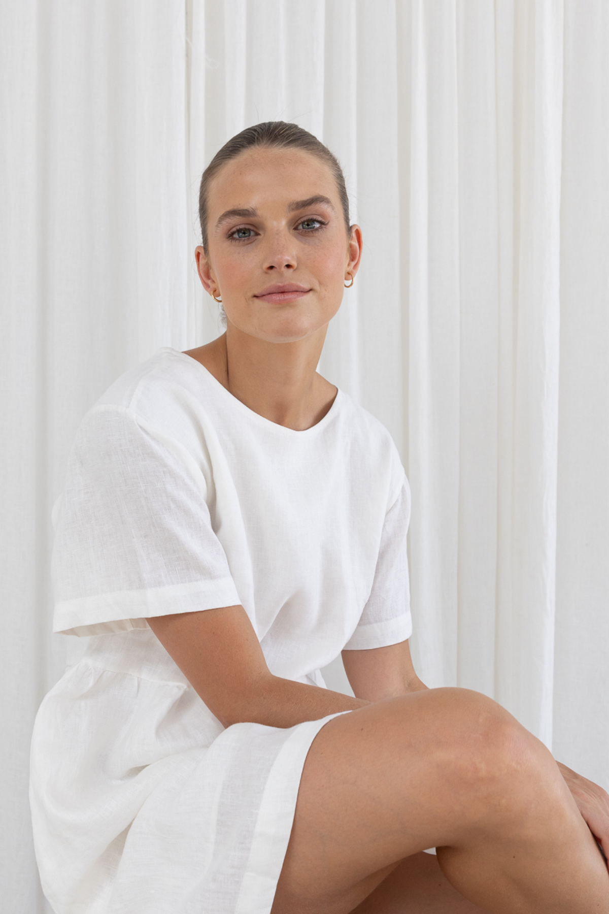 HARLEY LINEN TEE DRESS - WHITE