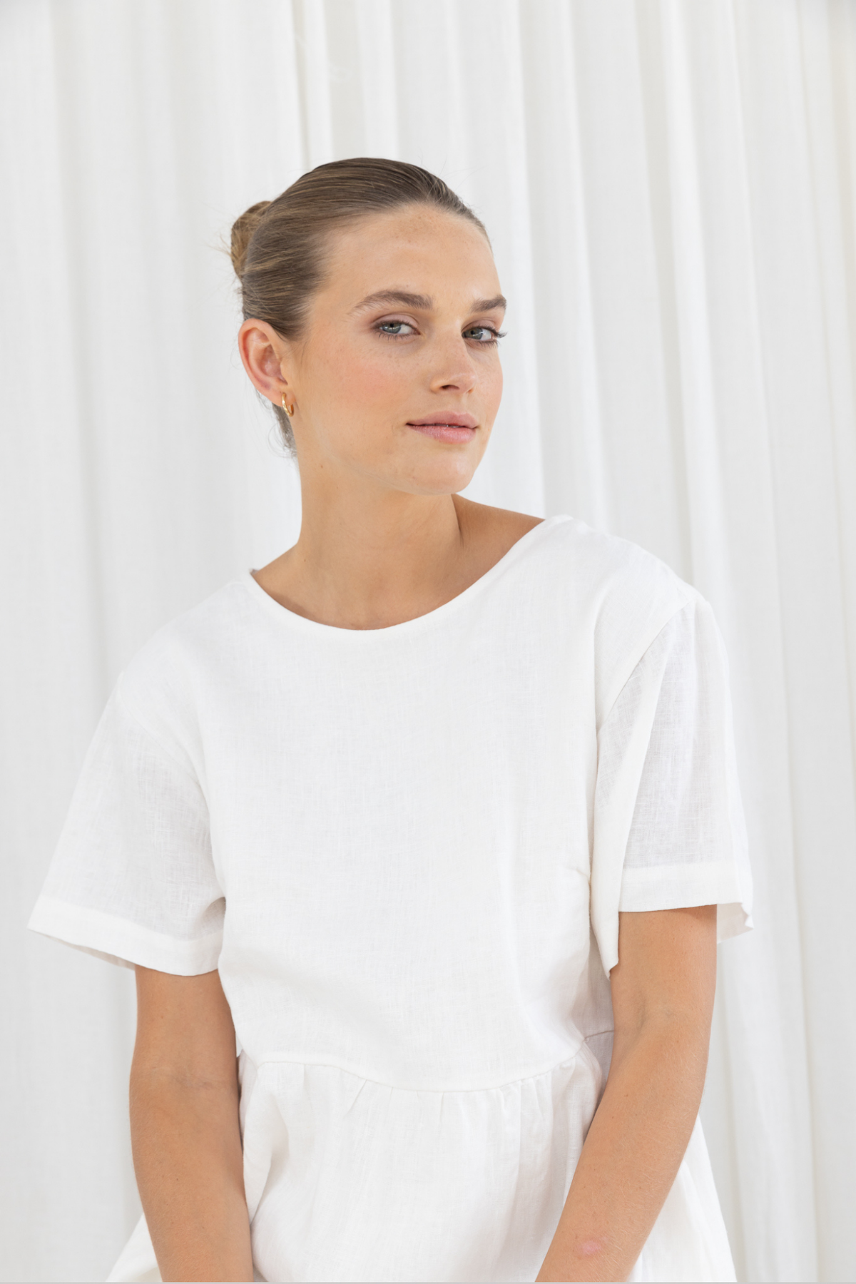 HARLEY LINEN TEE DRESS - WHITE