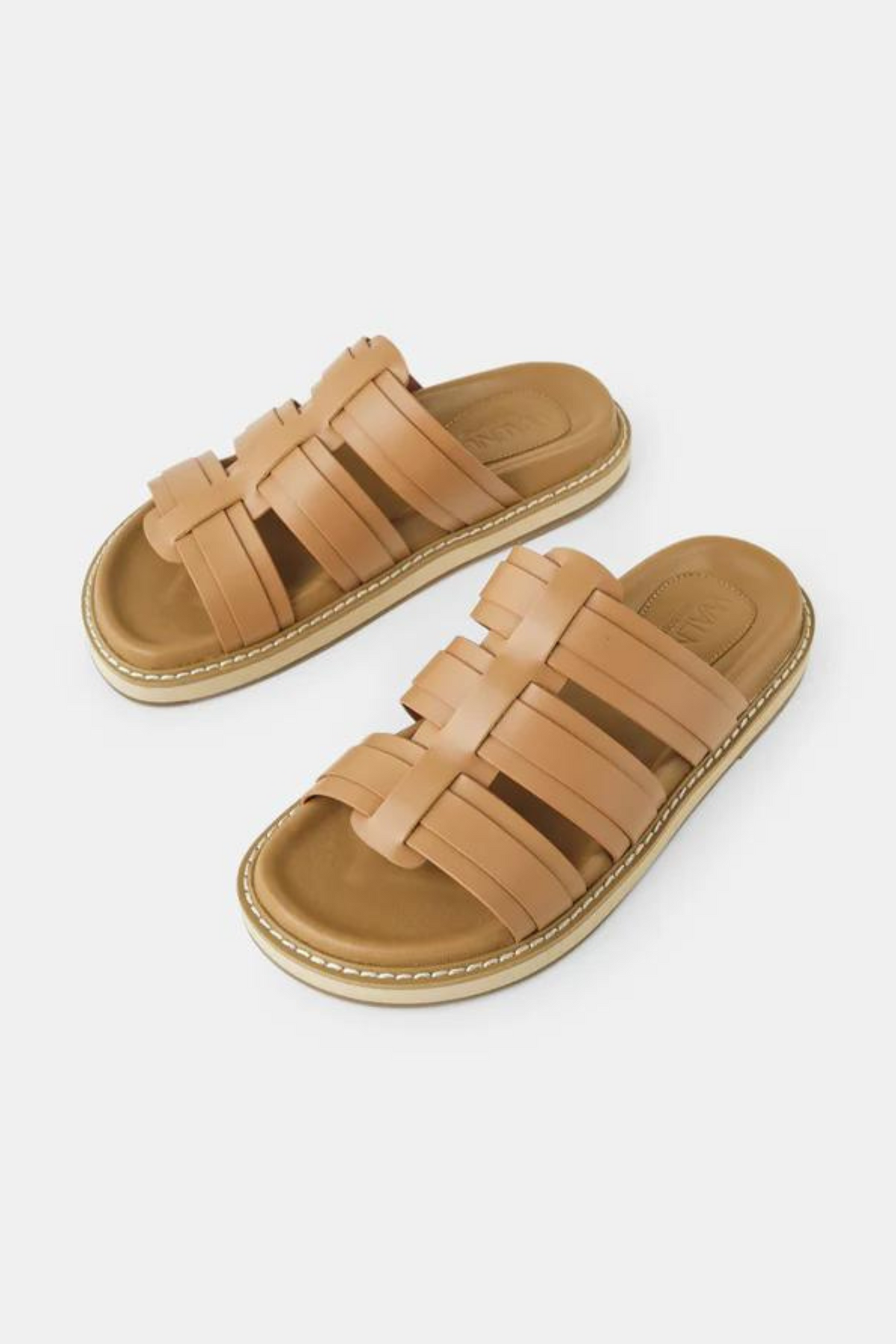 OLENA LEATHER SLIDE - MOCHA