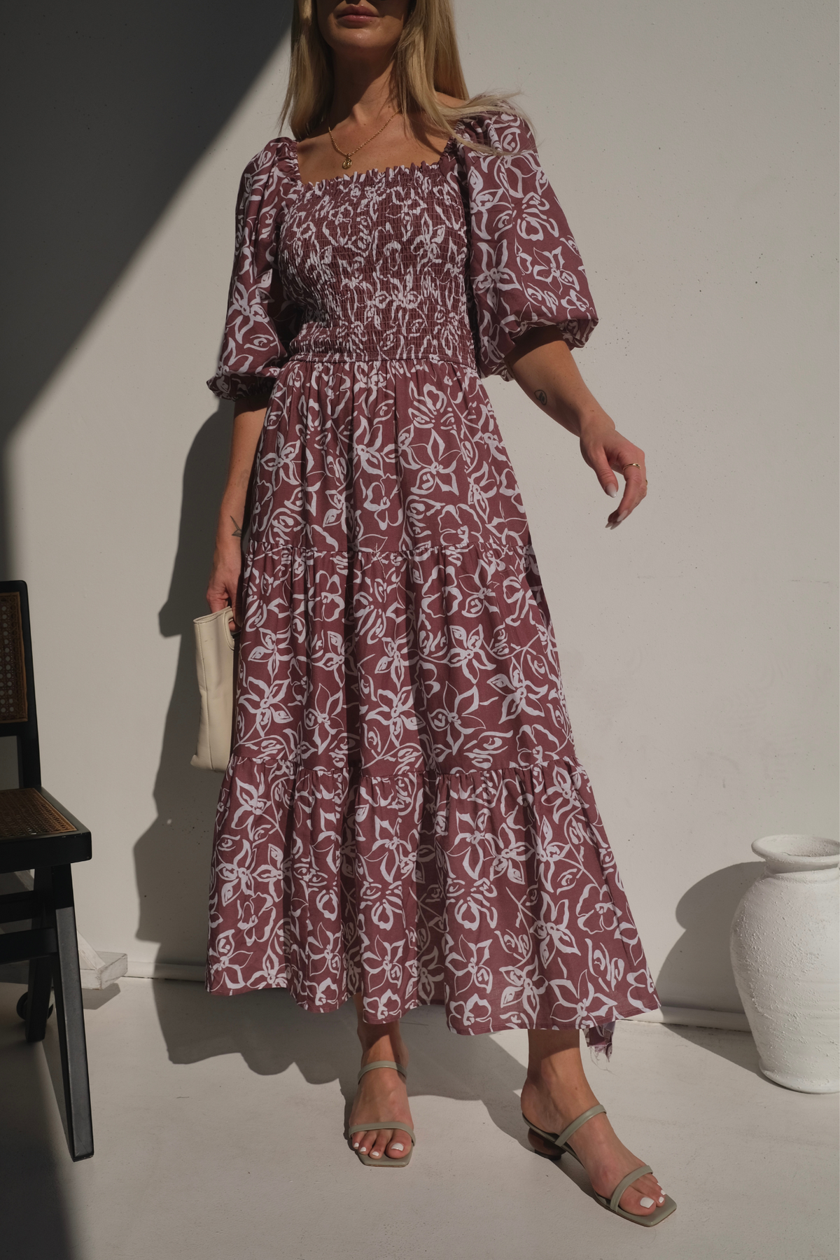 AURORA MIDI DRESS - SANGRIA