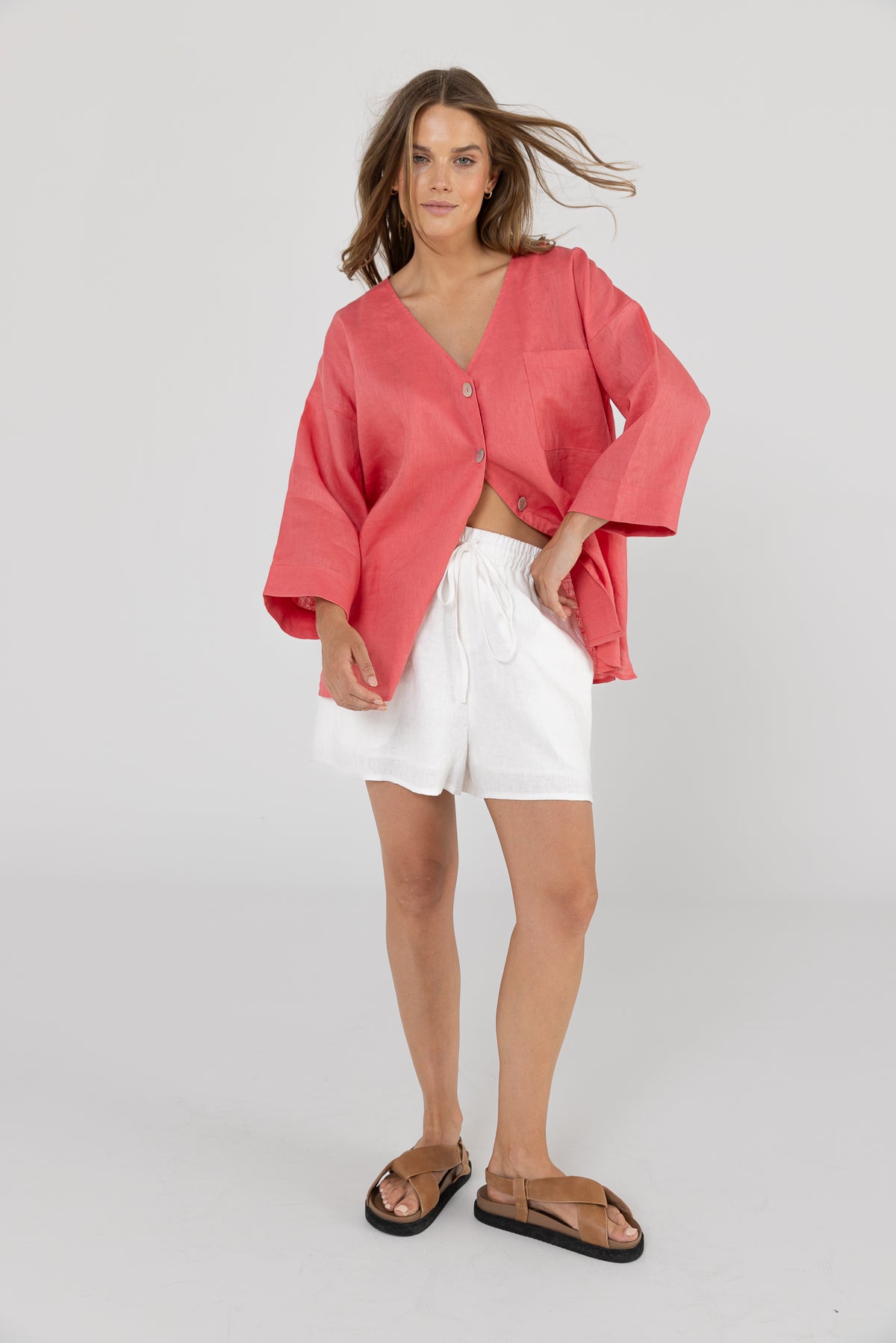 SAMMY LINEN SHIRT - POMEGRANATE