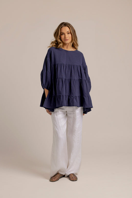 MAYA BLOUSE - NAVY