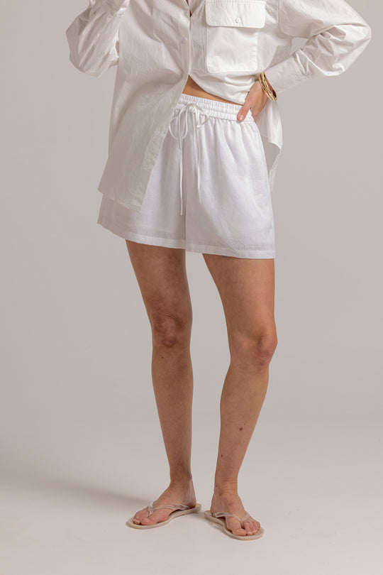 SAMMY LINEN SHORT - WHITE