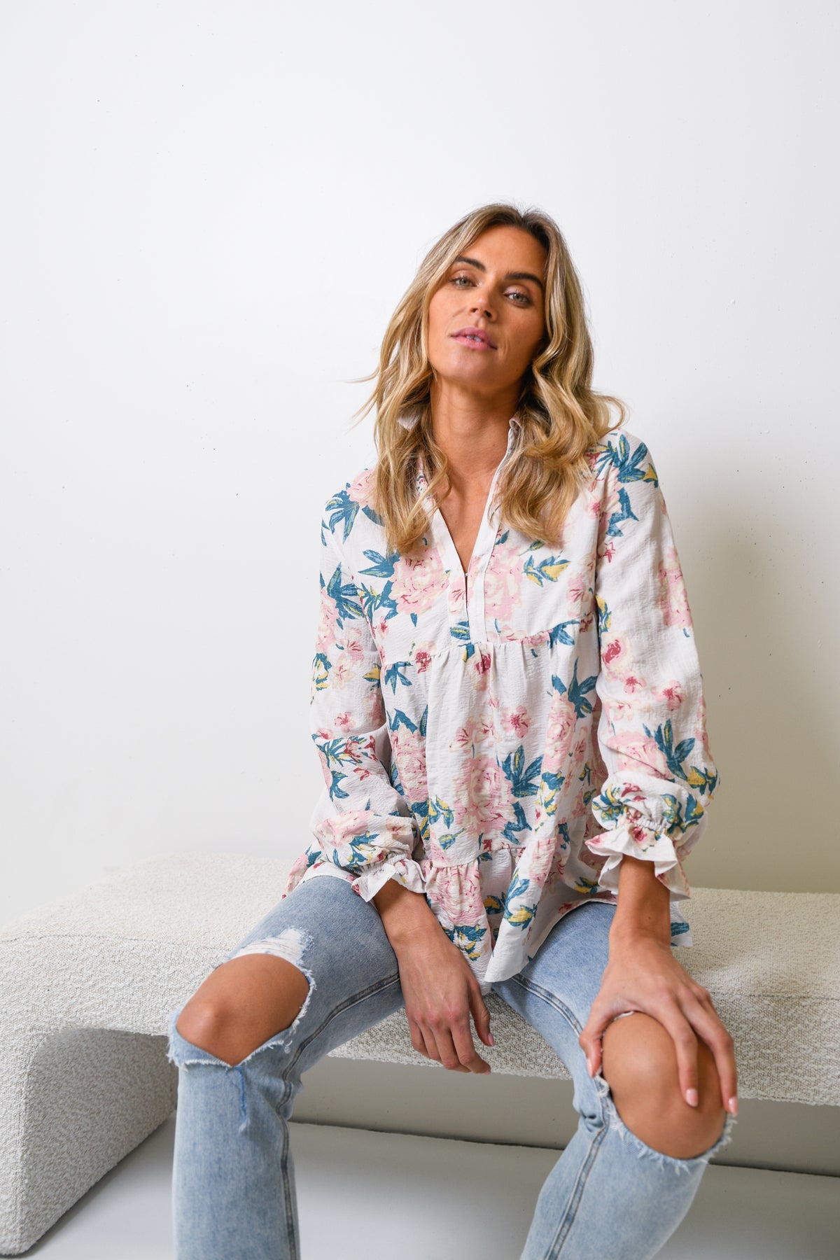 SADIE BLOUSE - BLUSH FLORAL