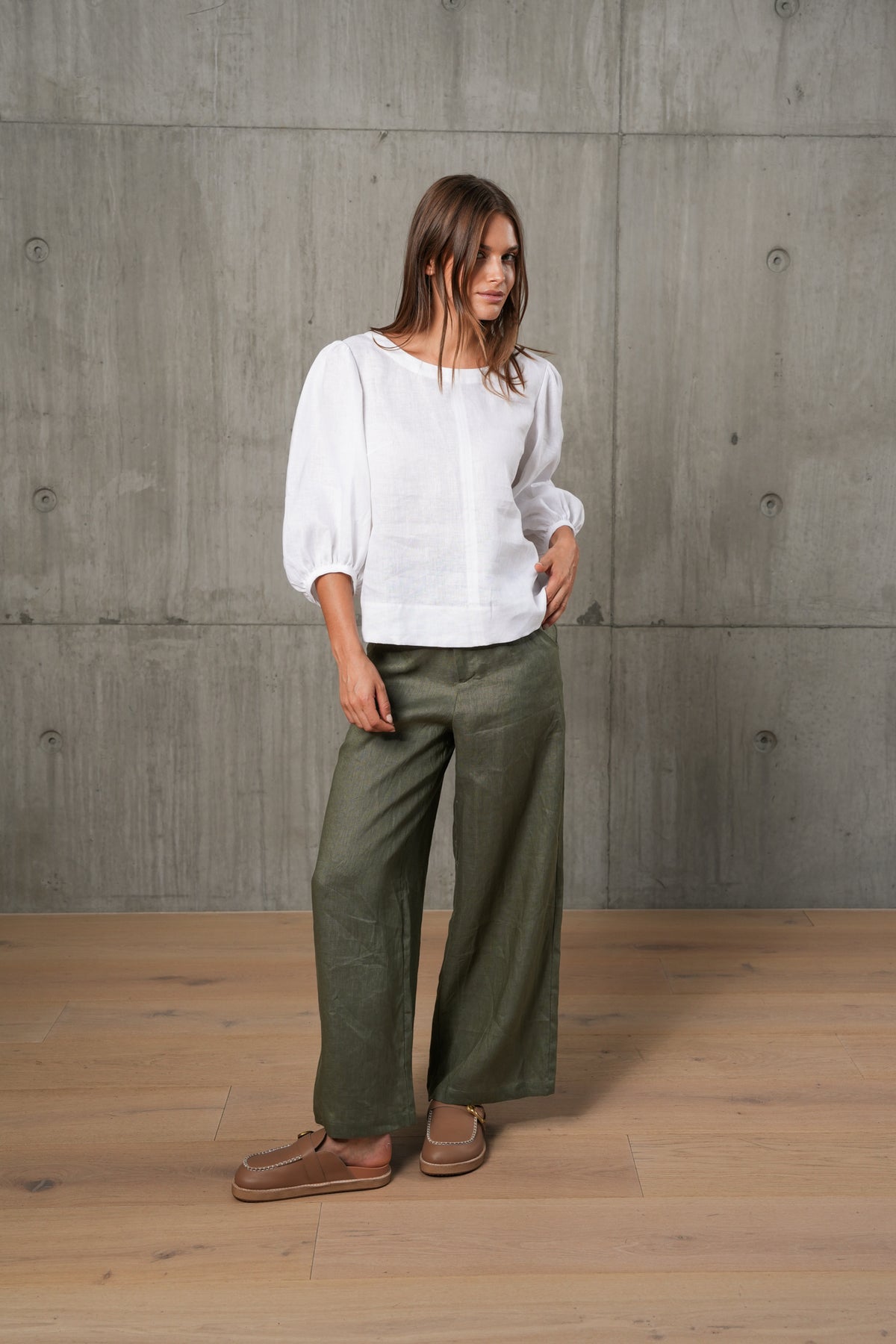 AERE LINEN PANT - Khaki