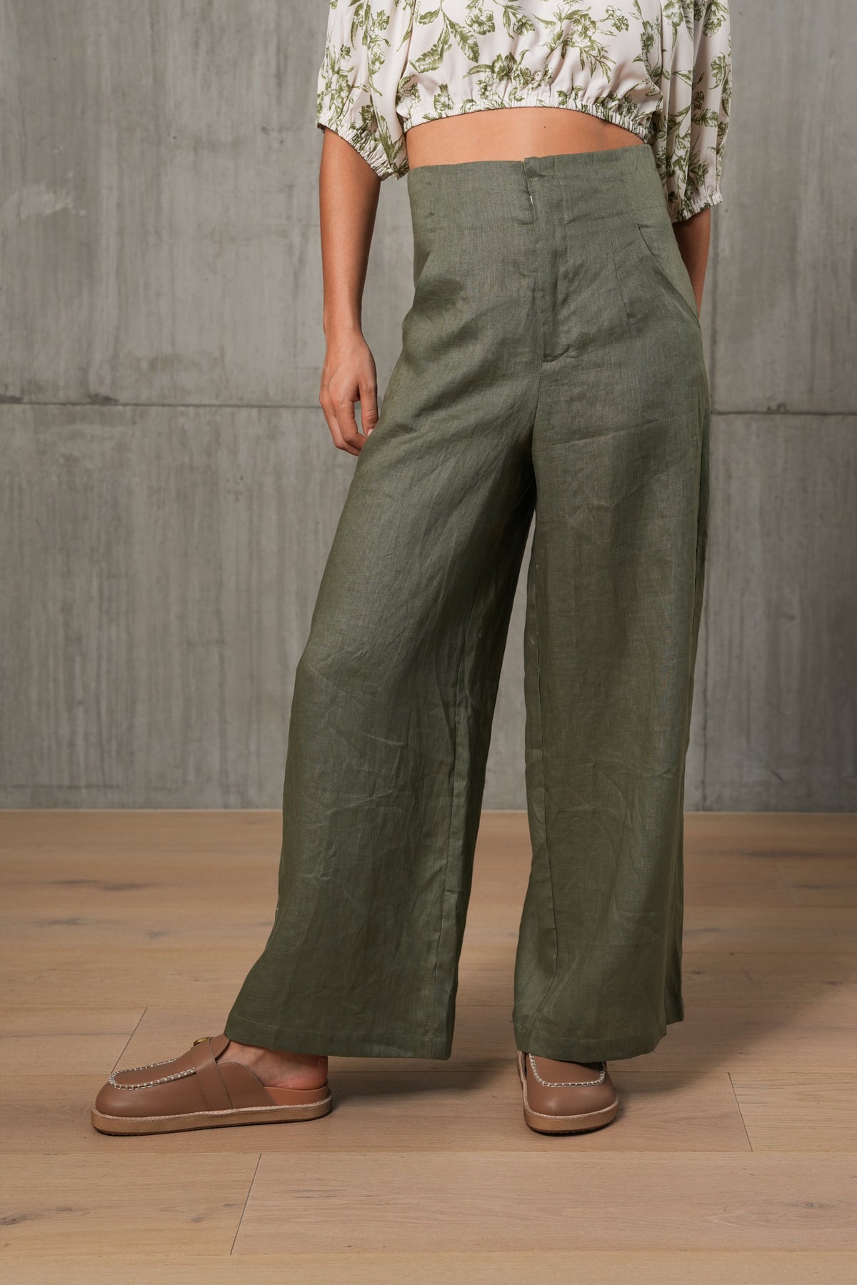 AERE LINEN PANT - Khaki