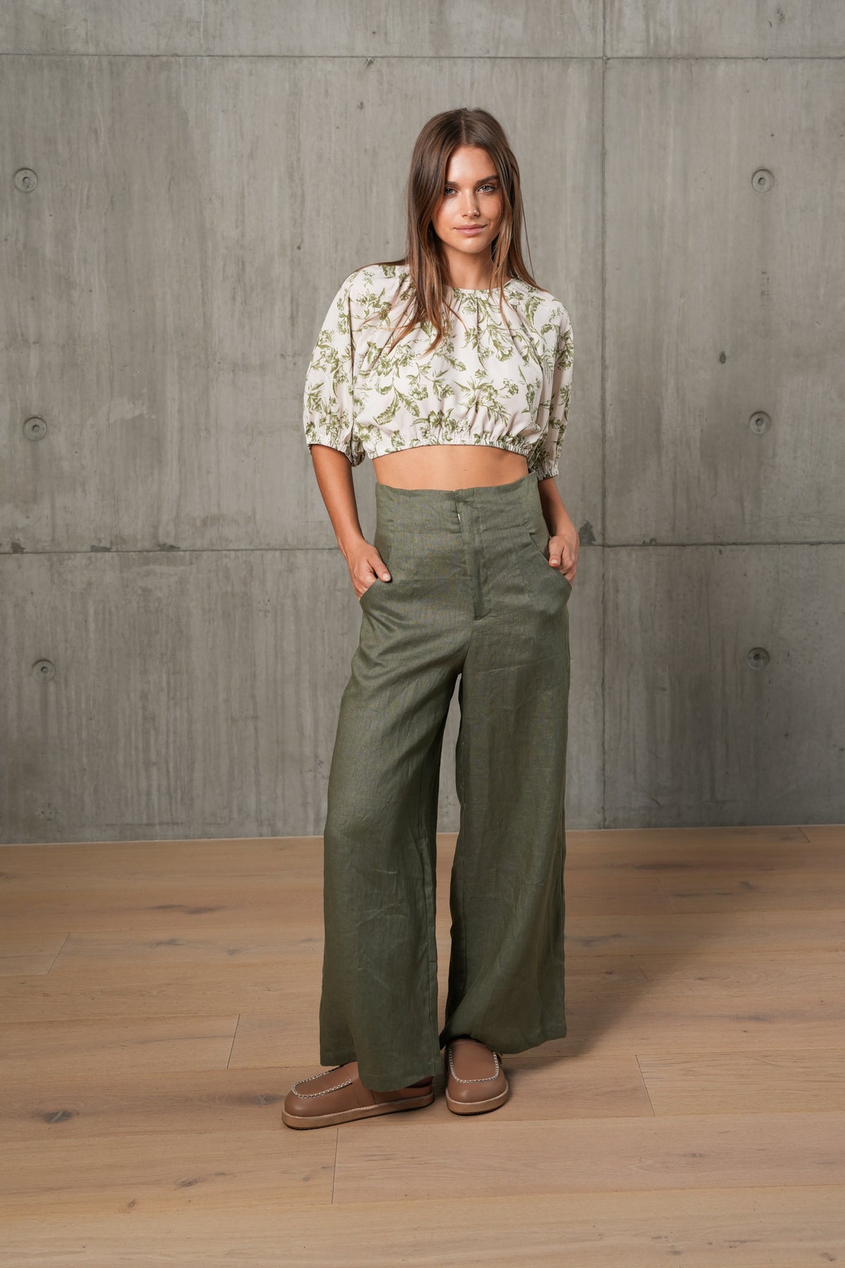 AERE LINEN PANT - Khaki