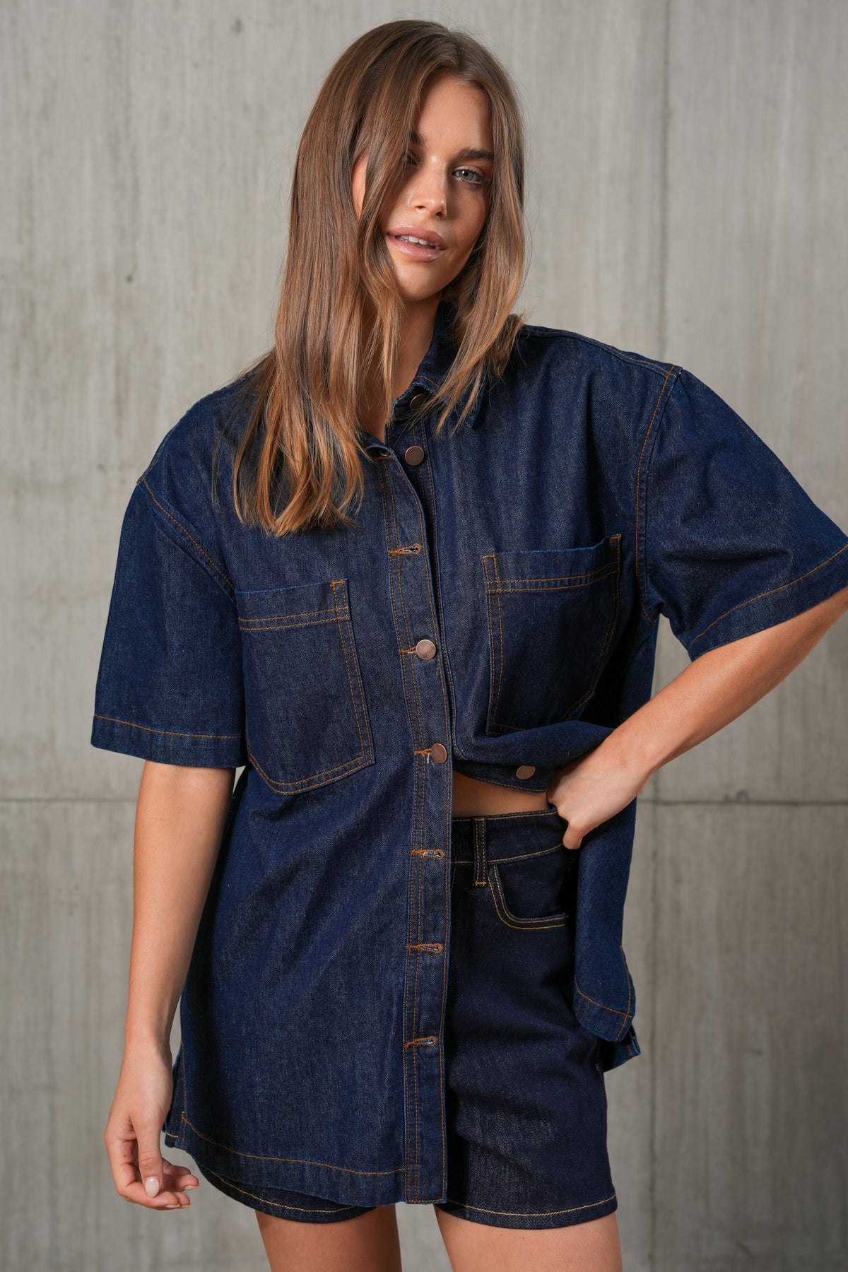 EBONY DENIM SHIRT - DARK DENIM