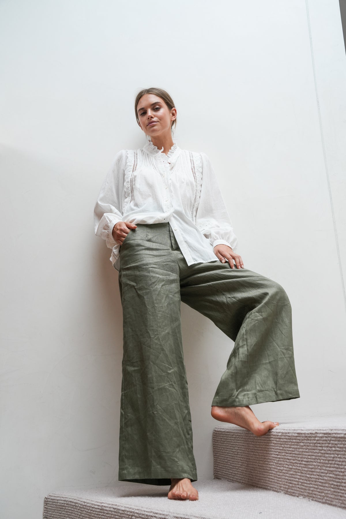 AERE LINEN PANT - Khaki