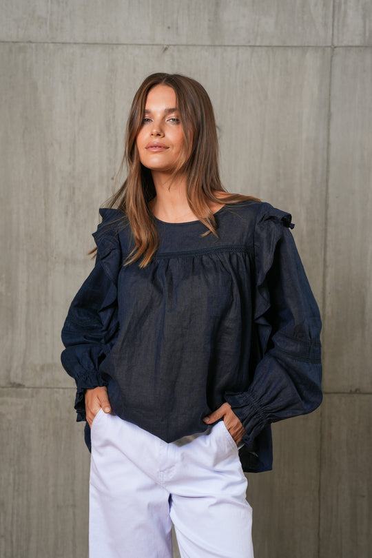ALYSE BLOUSE- NAVY