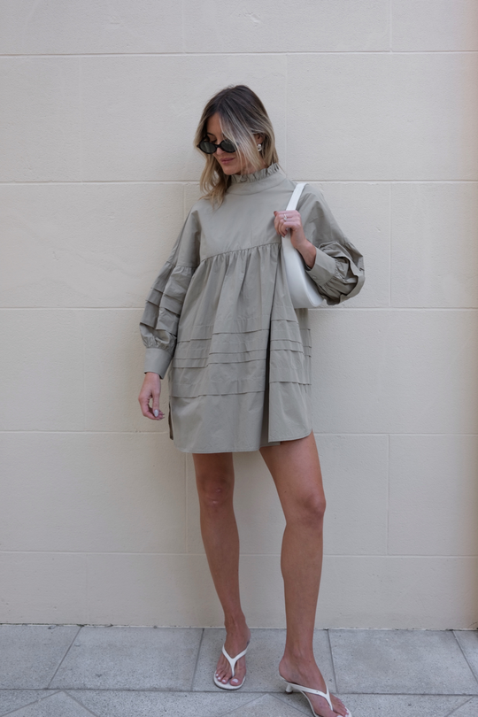 AVA DRESS - WASHED KHAKI