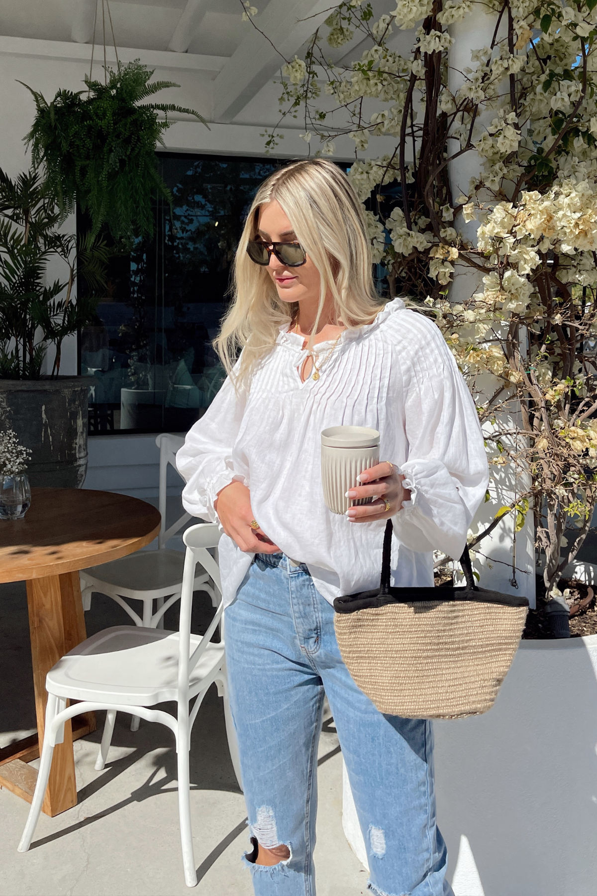 CHARLOTTE LINEN BLOUSE - WHITE