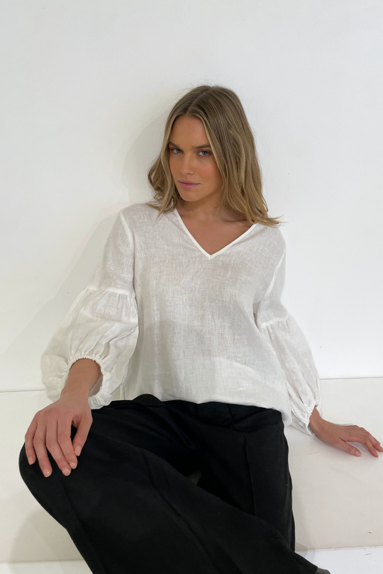 HALLIE BLOUSE - WHITE