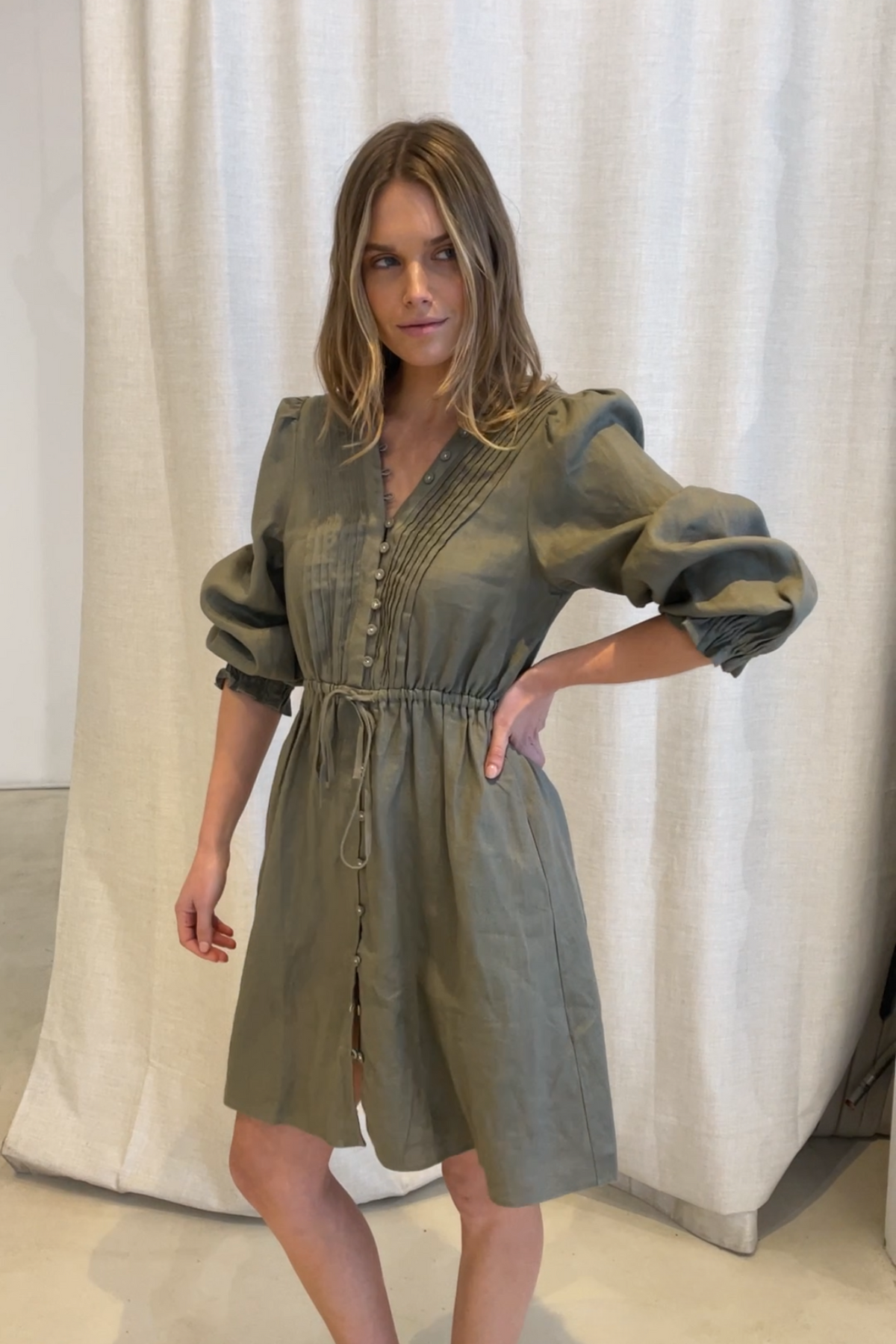 ISLA MINI DRESS - KHAKI