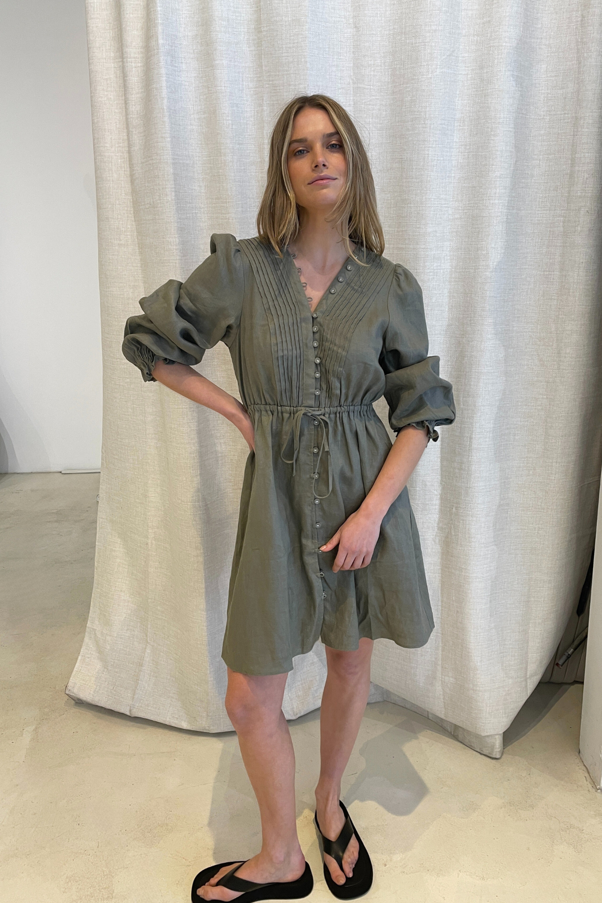 ISLA MINI DRESS - KHAKI