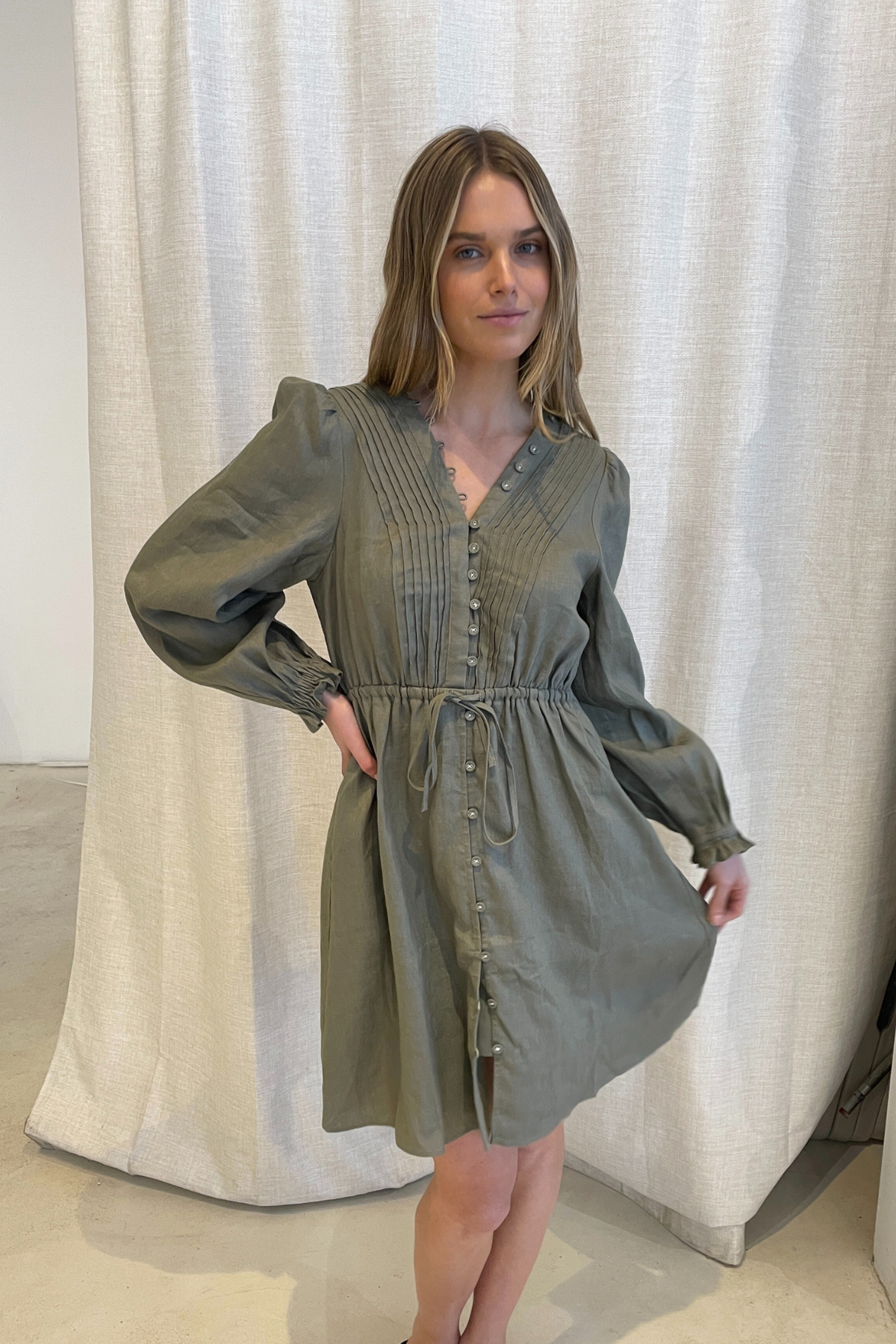 ISLA MINI DRESS - KHAKI