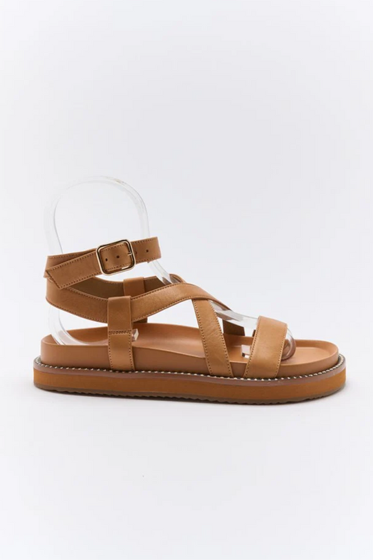 PRESLY LEATHER SANDAL - TAN