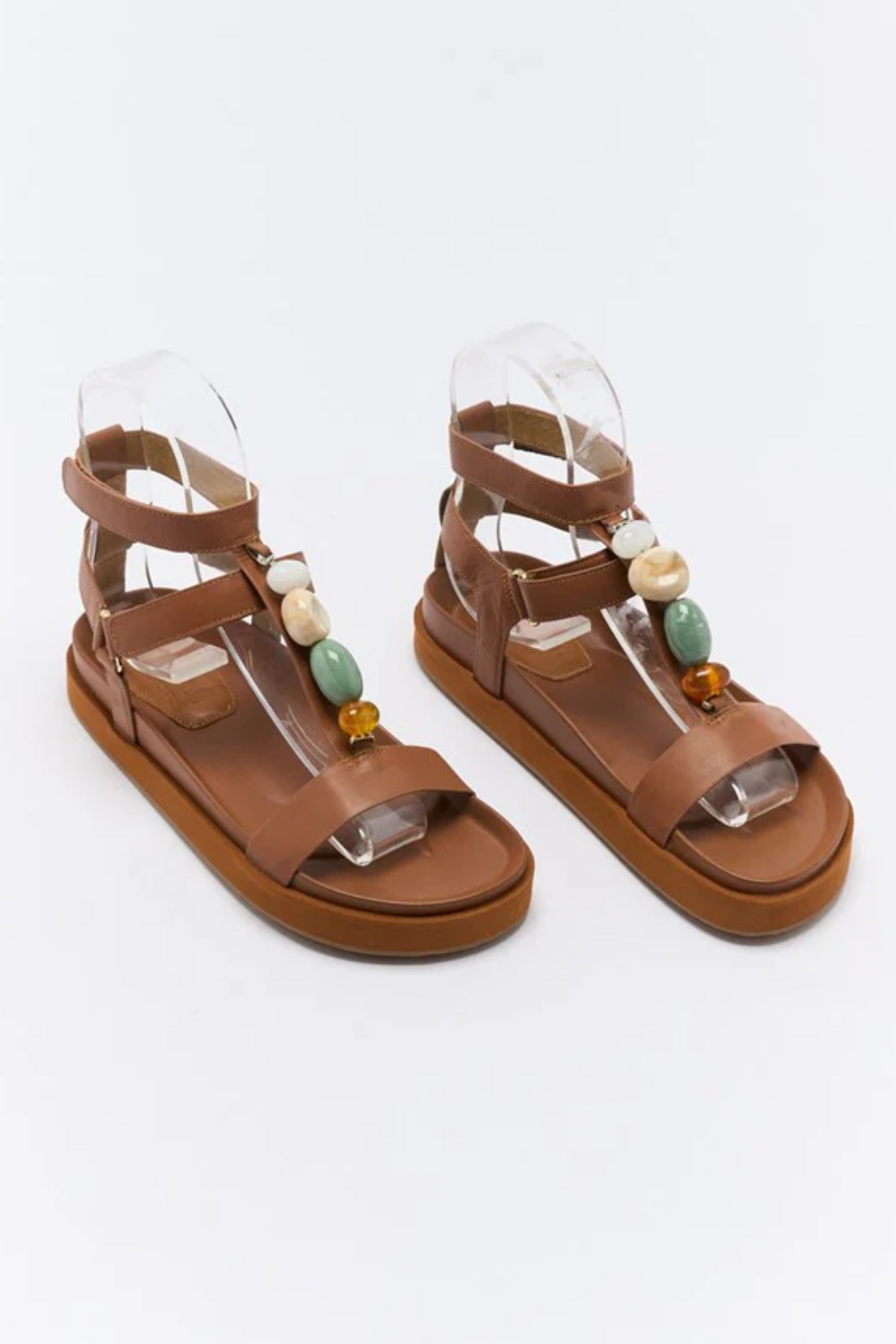 MIETTA LEATHER SANDAL - MOCHA