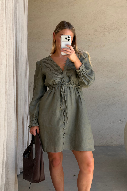 ISLA MINI DRESS - KHAKI
