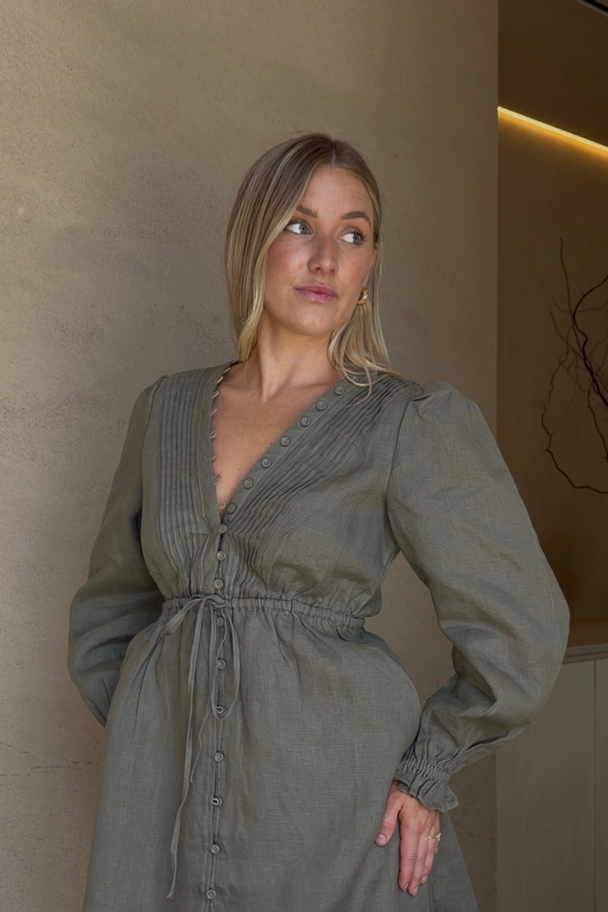 ISLA MINI DRESS - KHAKI