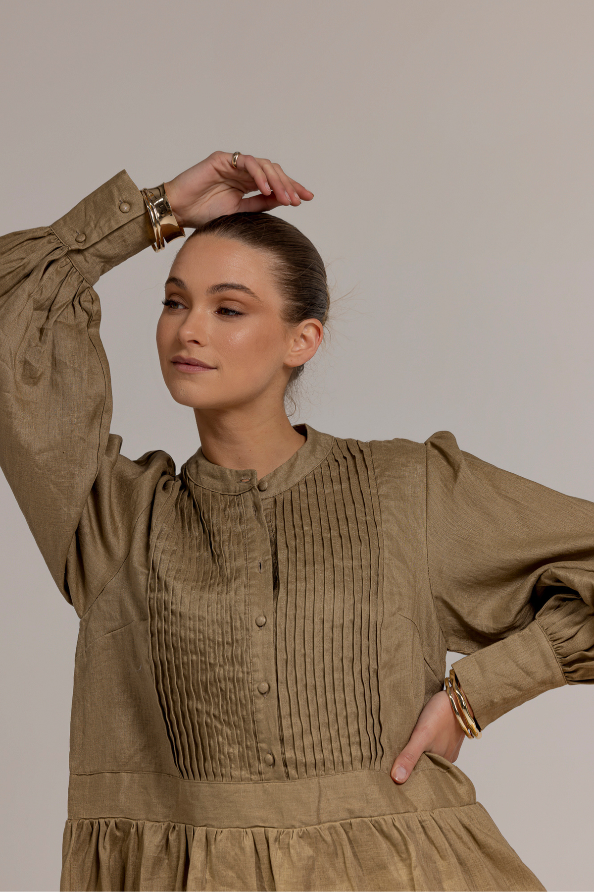 LINDSAY DRESS - KHAKI