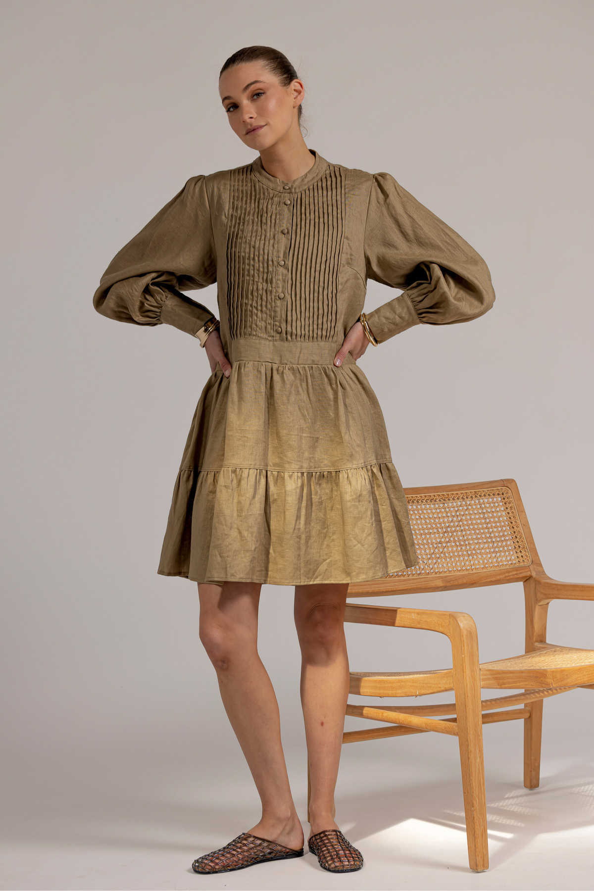 LINDSAY DRESS - KHAKI