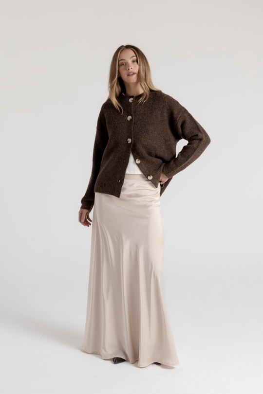ROMI SATIN SKIRT - CHAMPAGNE