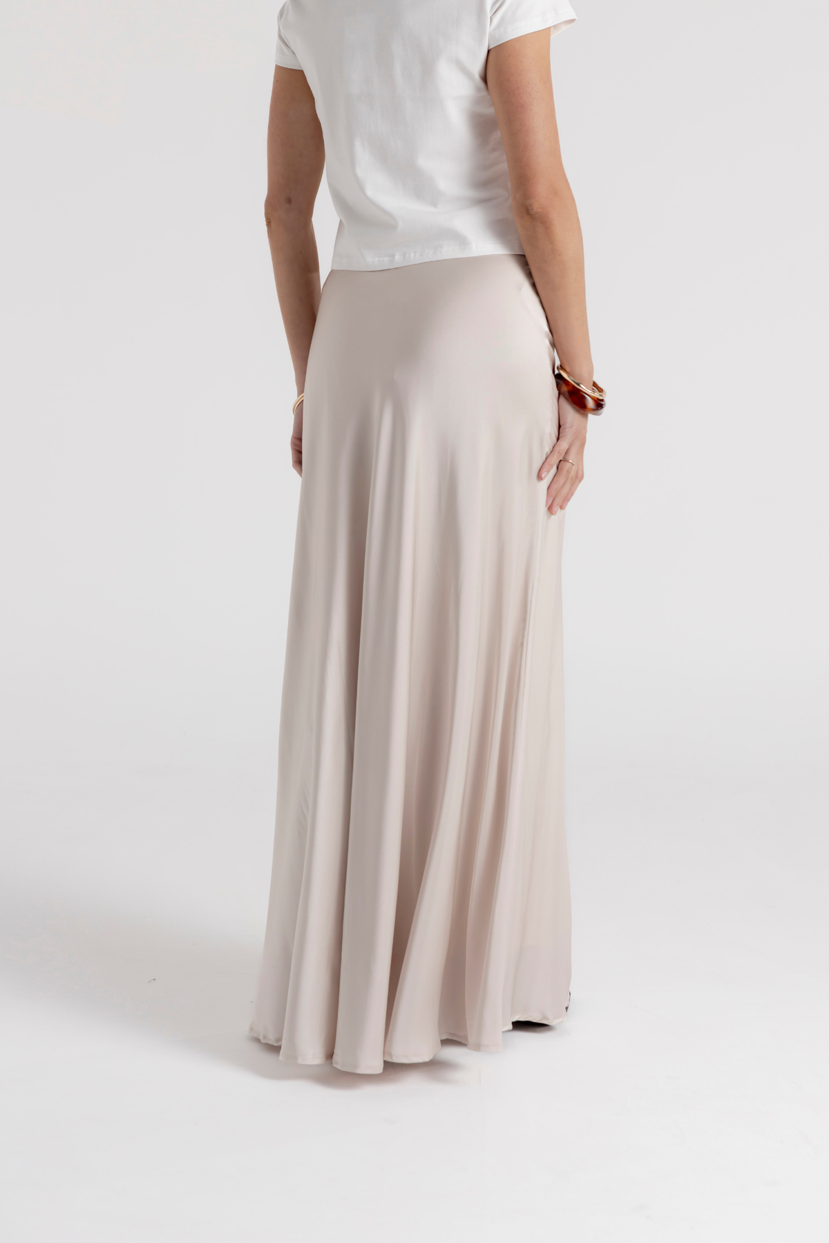 ROMI SATIN SKIRT - CHAMPAGNE