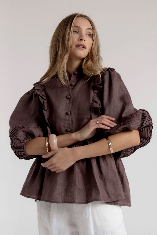 HOLLIE BLOUSE - MOCHA