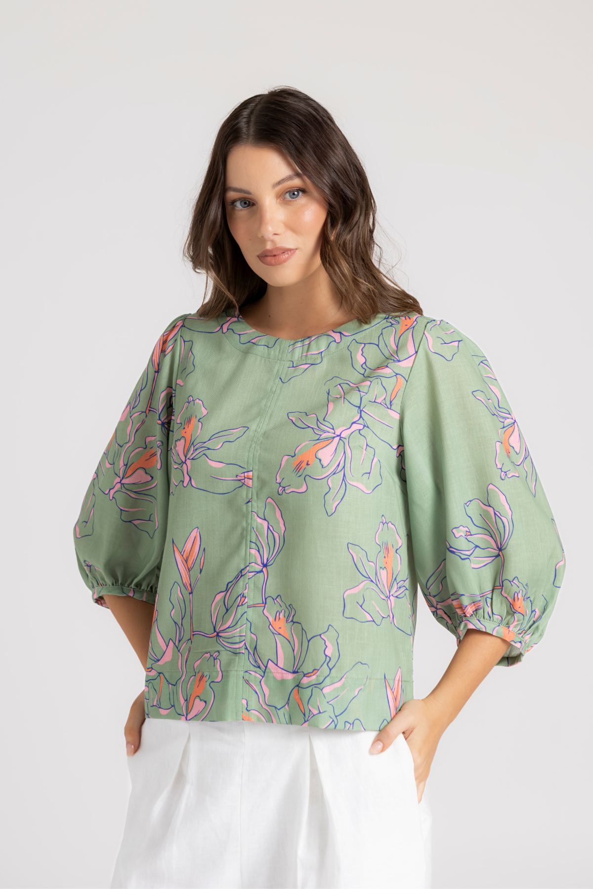 WILLOW BLOUSE - GREEN FLORAL