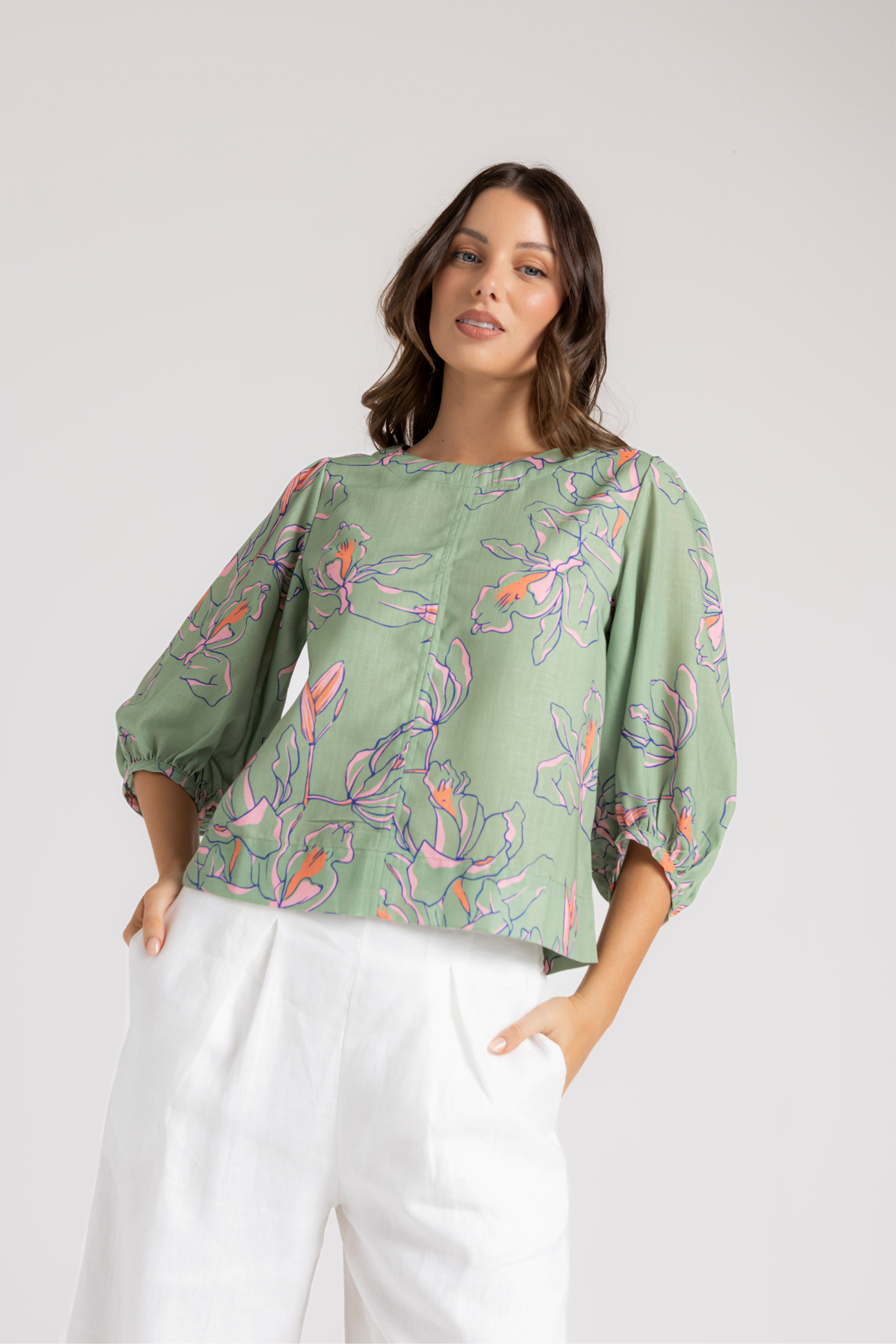 WILLOW BLOUSE - GREEN FLORAL