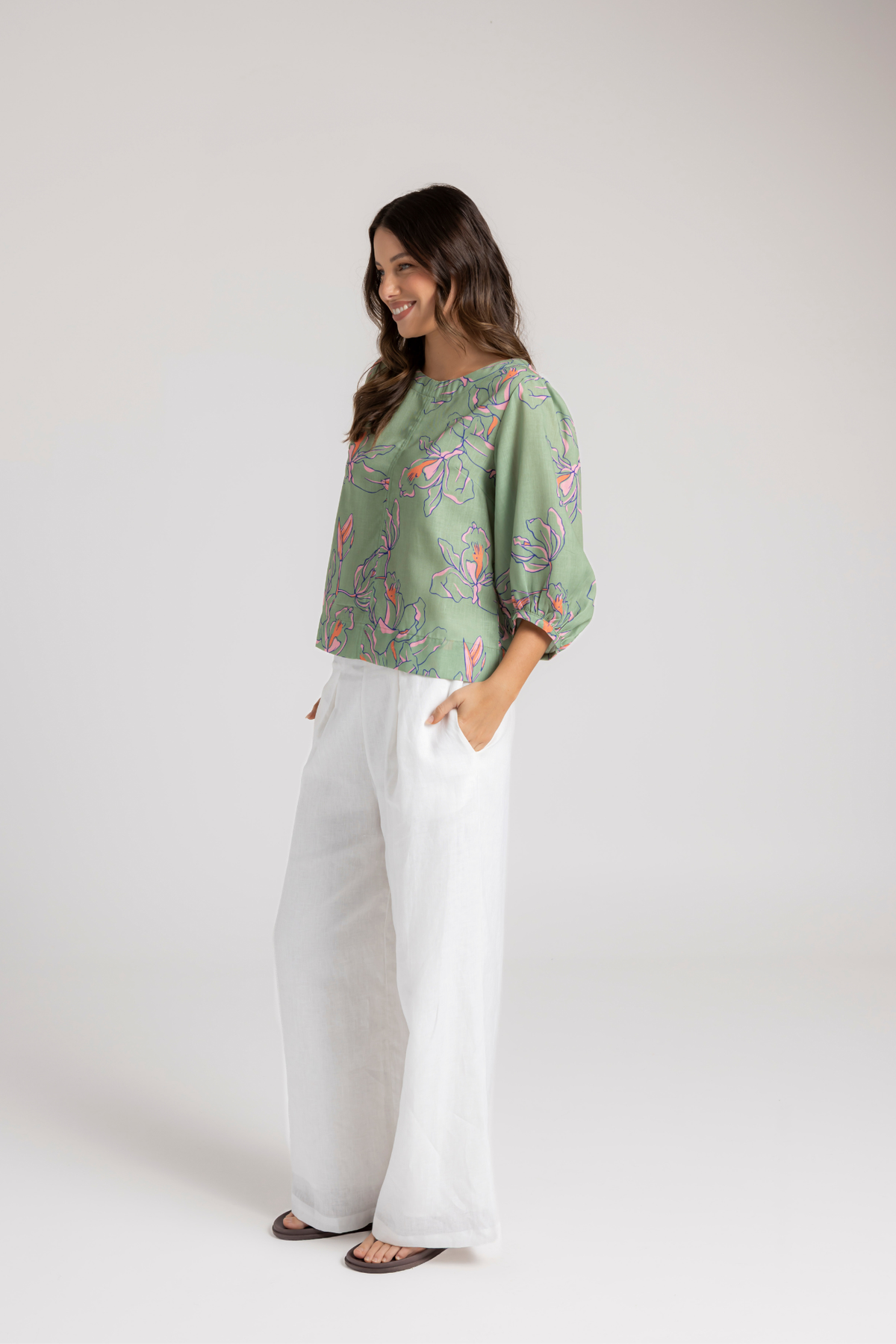 WILLOW BLOUSE - GREEN FLORAL