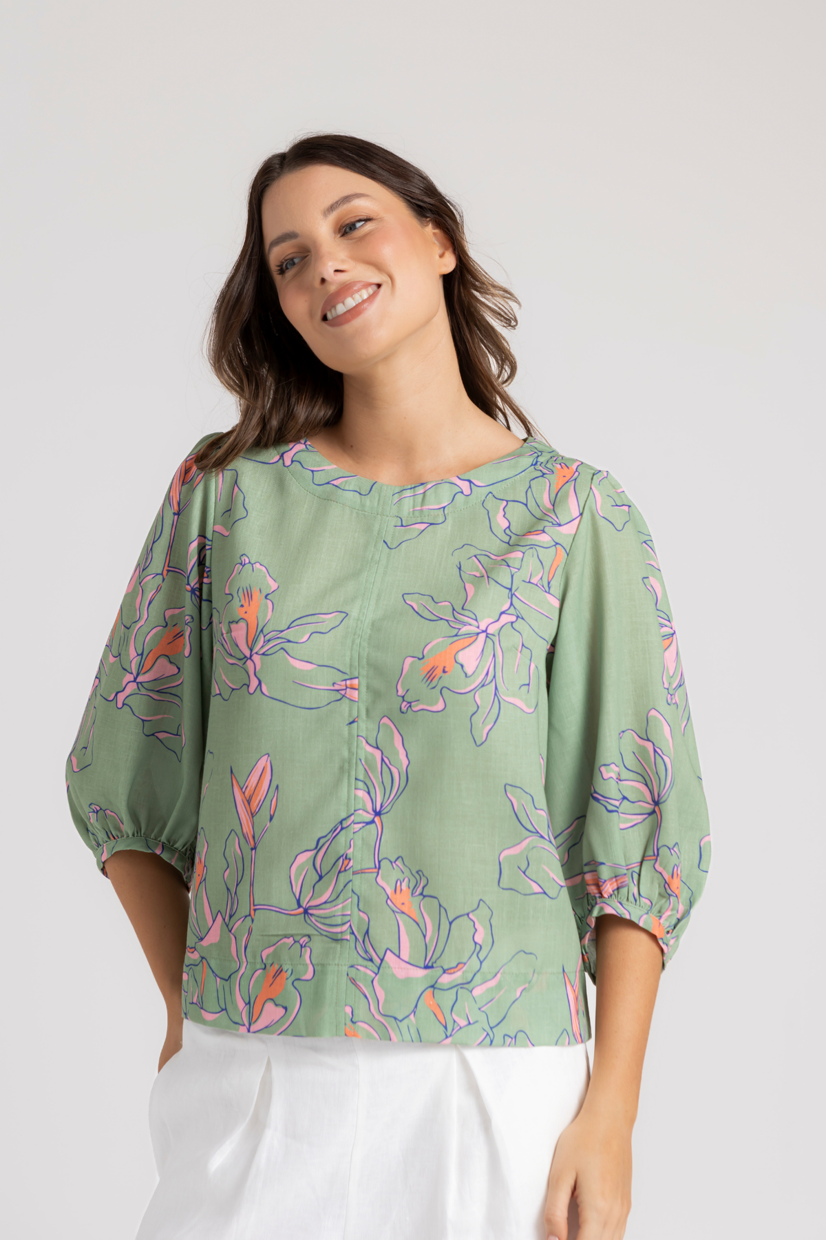 WILLOW BLOUSE - GREEN FLORAL