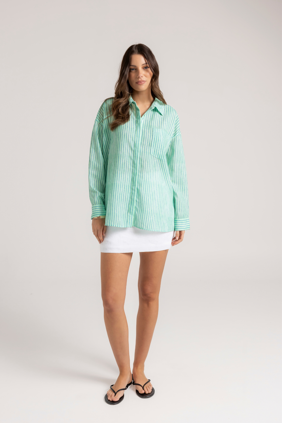 RANI SHIRT - GREEN STRIPE