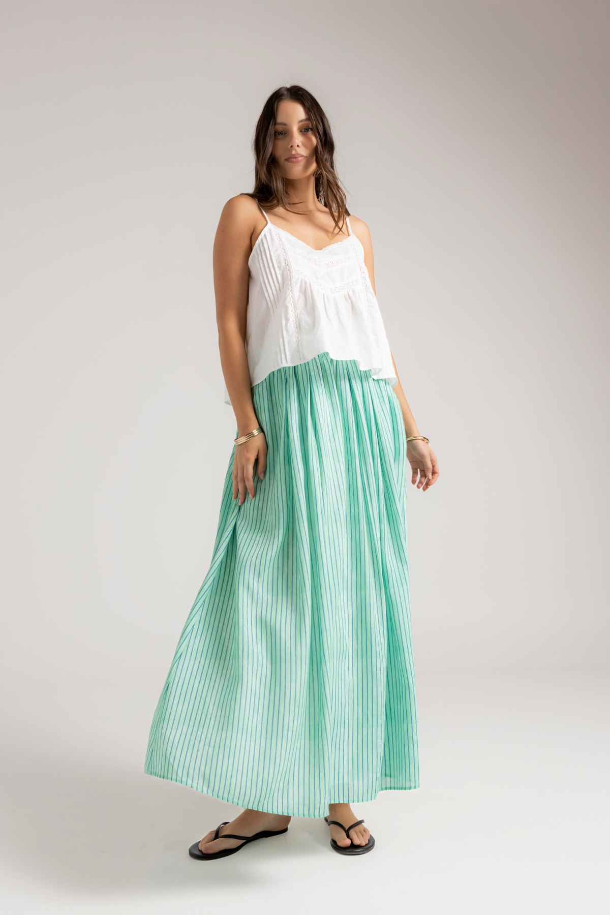 NOVA SKIRT - GREEN STRIPE