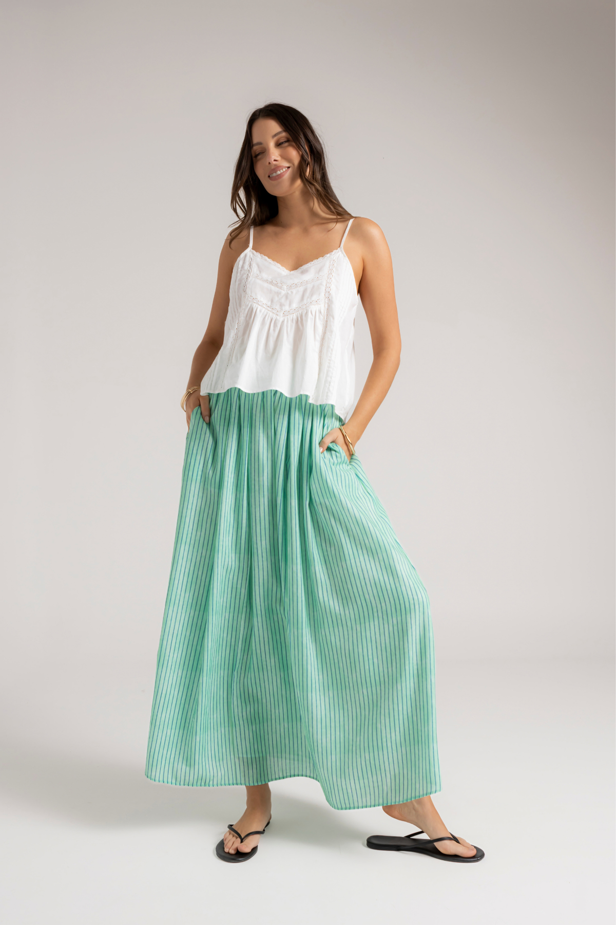 NOVA SKIRT - GREEN STRIPE